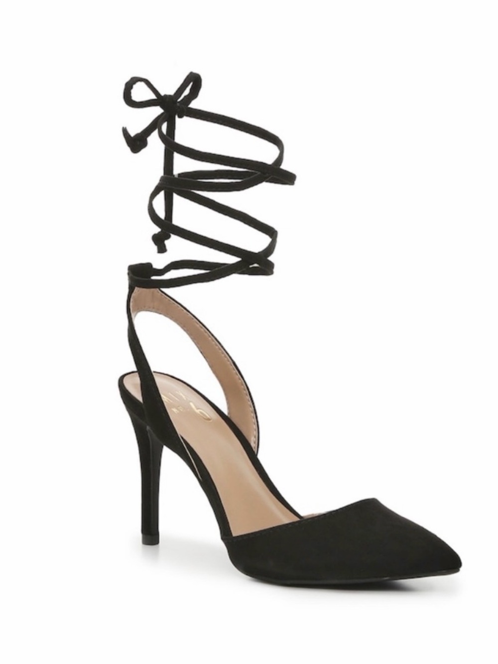 Mix No. 6 Black Pointed-Toe Lace-Up Stiletto Pump